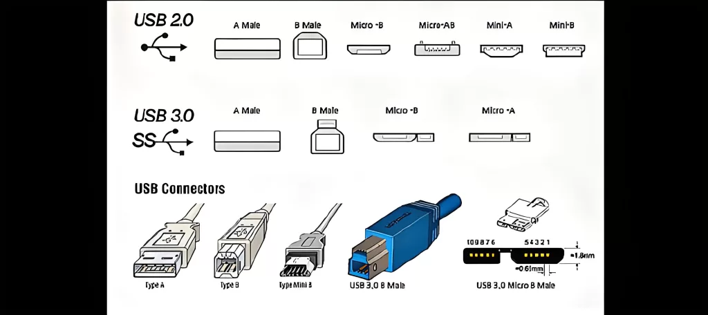 USB 2.0 USB 3.0 Connector